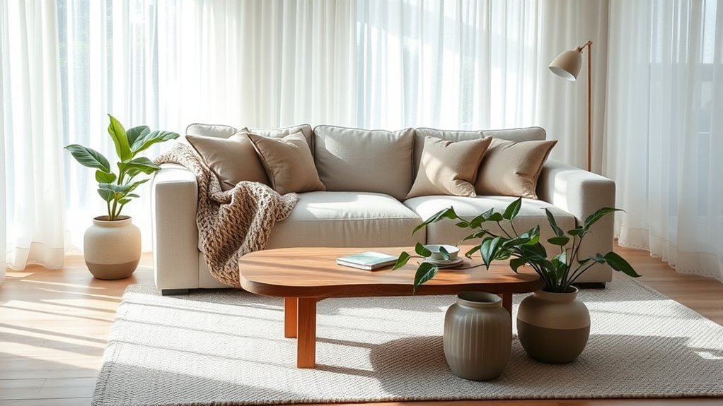 cozy textiles and ambient lighting