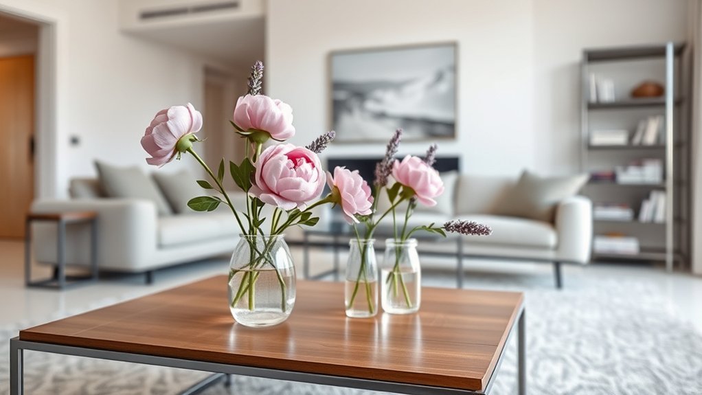 floral accents enhance decor