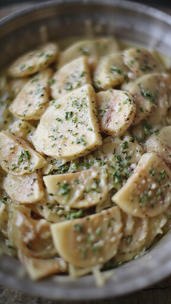 herb butter coats pasta