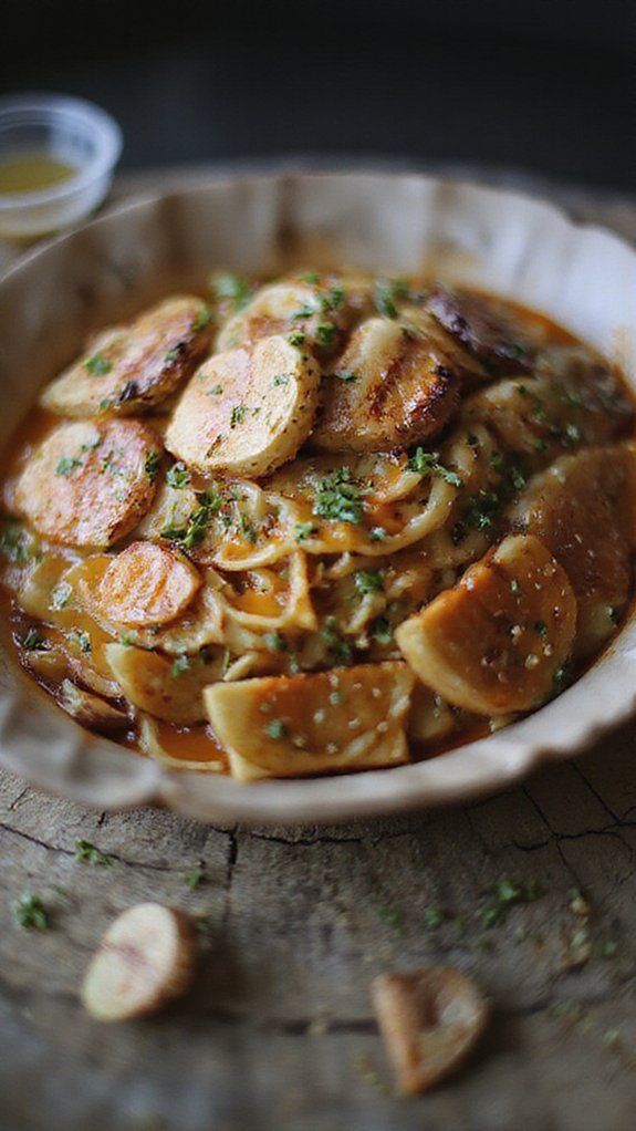 pasta presentation with sauce