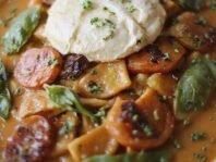 creamy pasta with burrata